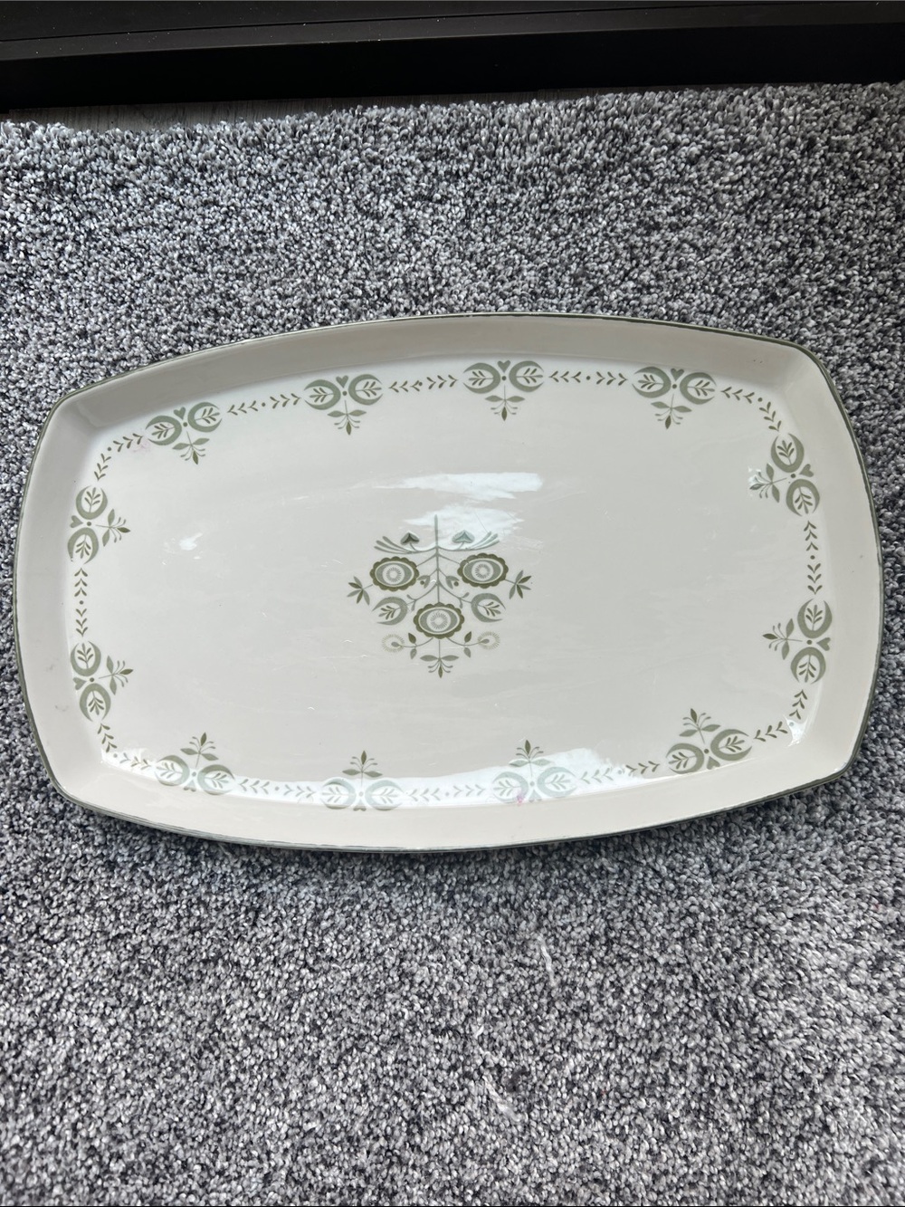 Franciscan Heritage Discovery platter with Sage Green Floral Scrill